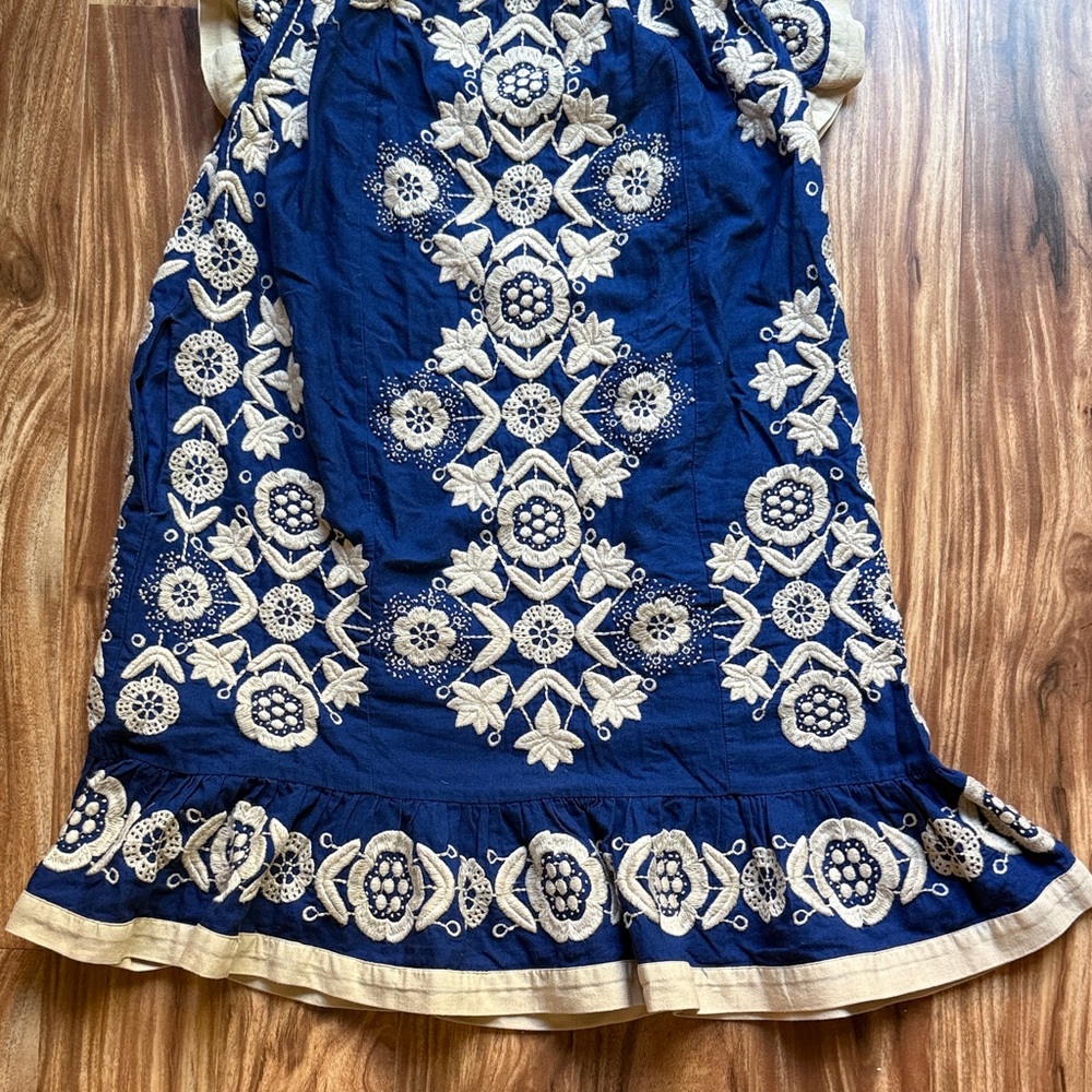 Sea NY Embroidered Indigo Blue Manuela Tunic Mini Dress M - Picture 5 of 13